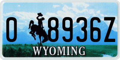 WY license plate 08936Z
