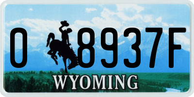 WY license plate 08937F