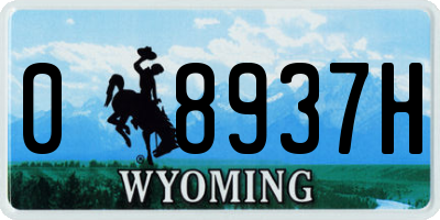 WY license plate 08937H
