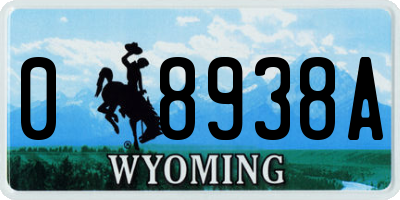 WY license plate 08938A