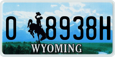 WY license plate 08938H