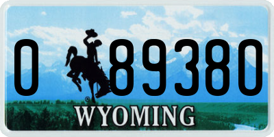 WY license plate 08938O