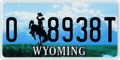 WY license plate 08938T