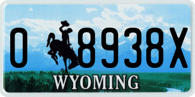WY license plate 08938X