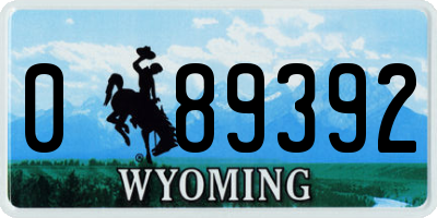 WY license plate 089392
