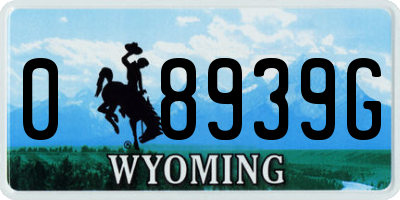 WY license plate 08939G