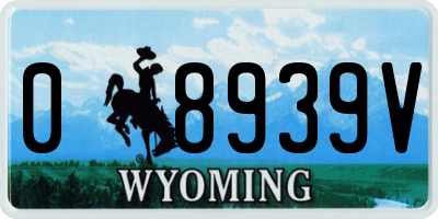 WY license plate 08939V