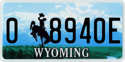 WY license plate 08940E