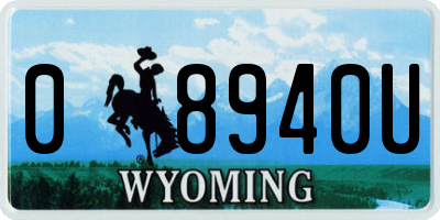 WY license plate 08940U