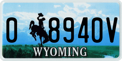 WY license plate 08940V