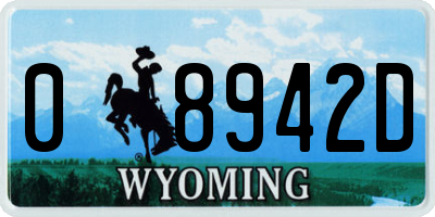 WY license plate 08942D