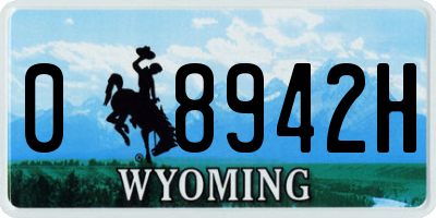 WY license plate 08942H