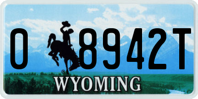 WY license plate 08942T