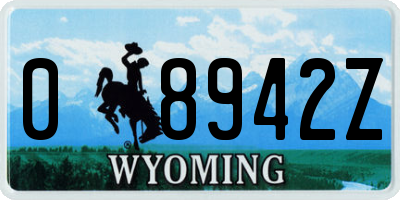 WY license plate 08942Z