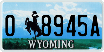 WY license plate 08945A