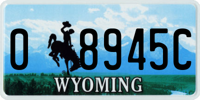 WY license plate 08945C