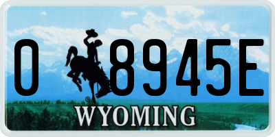 WY license plate 08945E