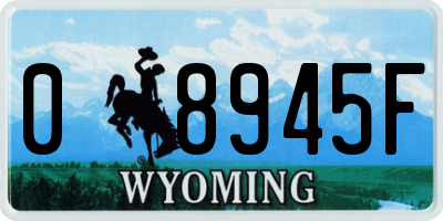 WY license plate 08945F