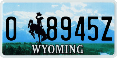 WY license plate 08945Z
