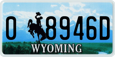 WY license plate 08946D