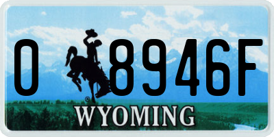 WY license plate 08946F