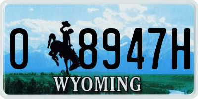 WY license plate 08947H