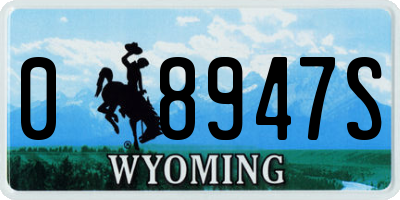 WY license plate 08947S