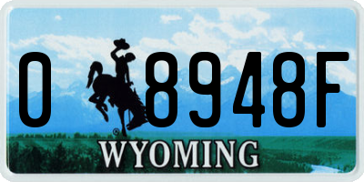 WY license plate 08948F