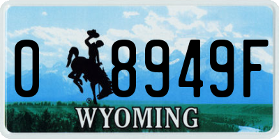 WY license plate 08949F