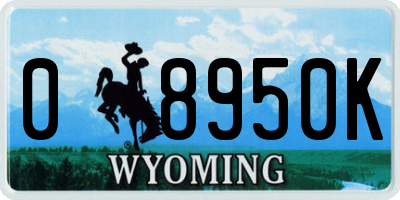 WY license plate 08950K