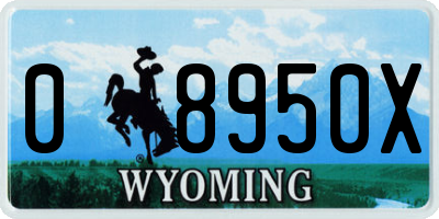 WY license plate 08950X