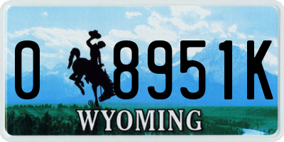 WY license plate 08951K