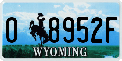 WY license plate 08952F