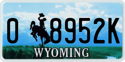 WY license plate 08952K