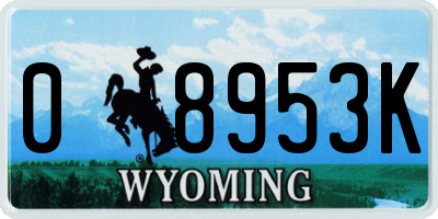 WY license plate 08953K