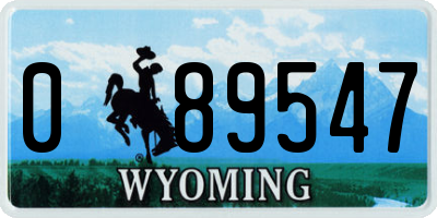 WY license plate 089547