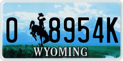 WY license plate 08954K
