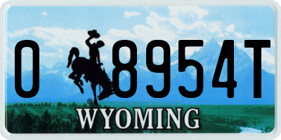 WY license plate 08954T