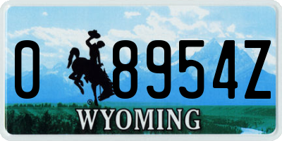WY license plate 08954Z