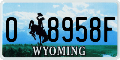 WY license plate 08958F