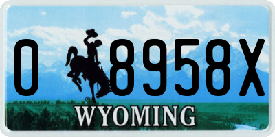 WY license plate 08958X