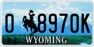 WY license plate 08970K