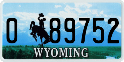 WY license plate 089752