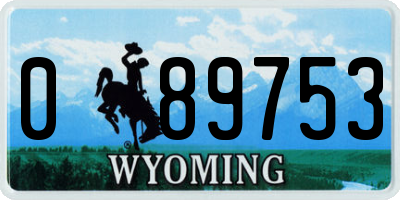 WY license plate 089753