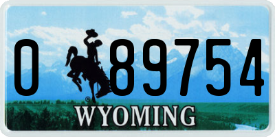 WY license plate 089754