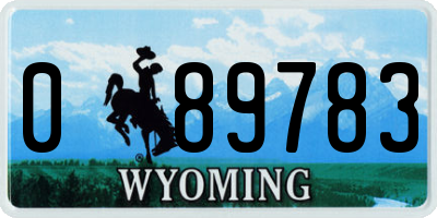 WY license plate 089783