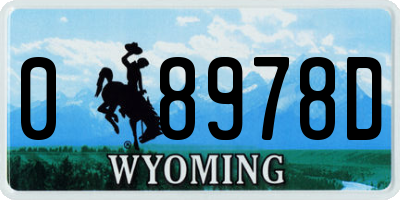 WY license plate 08978D