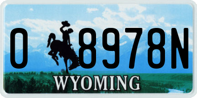 WY license plate 08978N