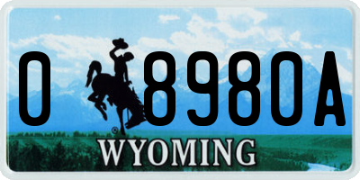 WY license plate 08980A