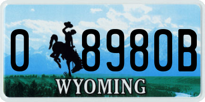 WY license plate 08980B
